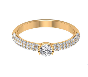 Anillo de Diamantes Solitario Redondo Real de 1.00 Quilates en Oro de 14K para Mujer |   Anillo de Compromiso con Apliques Pavé, Joyería Fina, Regalo de Lujo - Product Image 1