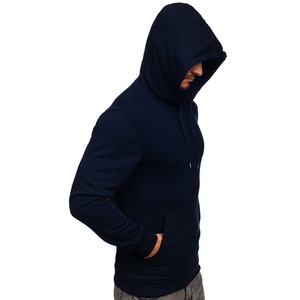 Sudadera con capucha polar de invierno para hombre de talla grande hecha a medida al por mayor, informal con estampado de logotipo teñido liso y tela Interior en relieve - Product Image 1