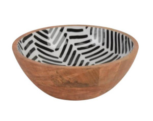 Bol de service émaillé en bois imprimé pour la cuisine - Product Image 1