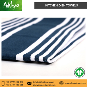 100% hữu cơ Bông nhà bếp món ăn khăn sọc linen dệt thiết kế thêu số lượng lớn bán buôn đồng bằng phong cách cho gifting mục đích - Product Image 3