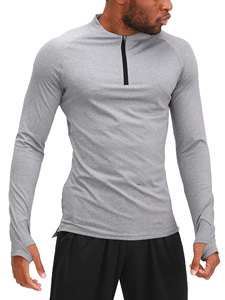 <b>Mens</b> Quick Dry 1/4 Zip Compression Shirts with Thumb Holes <b>Base</b> <b>Layer</b> Long Sleeves Moisture Wicking Athletic Tee Active Wear - Product Image 4