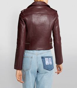 Blouson de motard unisexe en cuir de mouton véritable, marron, fermeture éclair, disponible en toutes les couleurs, fabriqué au Pakistan, hiver 2020 - Product Image 3
