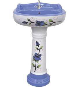 Nouveau design 2023 : Lavabo sur pied en céramique monobloc moderne avec double chasse automatique pour salle de bain - Product Image 3