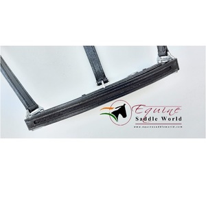 Cabestro de Cuero de Lujo con Canal Vacío en la Nariz y la Mejilla para Incrustaciones DIY, Collarín Acolchado Cómodo con Herrajes Plateados de Calidad Superior - Product Image 1
