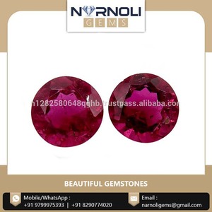 Paire assortie de pierres précieuses naturelles de tourmaline rose taille brillant rond, provenant de fournisseurs indiens de confiance, pour la confection de boucles d'oreilles - Product Image 2