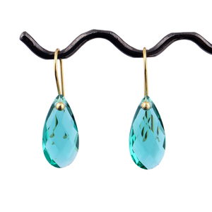 Boucles d'oreilles à facettes en forme de goutte d'eau, bijoux à la mode et fins, boucles d'oreilles en laiton plaqué or jaune - Product Image 3