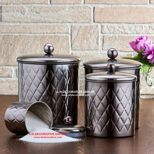 Handmade Antique Color Finishing Stainless Steel <b>Canister</b> <b>Set</b> New High Quality Cover Styles for Square Amazing Decor for Sale - Product Image 2
