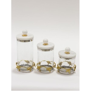 Boîte de rangement des aliments ml, avec couvercle de Lotus Floral doré, récipient en verre, pour le thé, la vaisselle d'hôtel et de table, vente en gros - Product Image 3