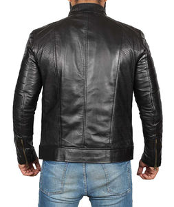 Blouson personnalisé en cuir véritable pour homme, veste Slim fit à la mode - Product Image 3