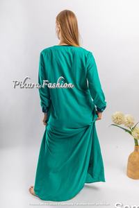 Vestido largo de manga larga, marroquí, bordado, para mujer - Product Image 6