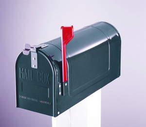 อเมริกันกล่องจดหมายประเภทที่มีธงสีแดงยืนสวนโพสต์กล่องเหล็กทำสีเงินและสีเขียวเข้มตกแต่งกล่องจดหมายการออกแบบ - Product Image 2