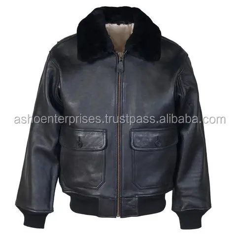 Black faux fur collar leather jacket for men / winter clothing leather jacket for men with fur collar button jacket