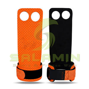 Empuñaduras de mano de cuero de fibra de carbono antidesgarro, 2 agujeros, para gimnasia, levantamiento de pesas, agarre de Palma de seguridad - Product Image 3