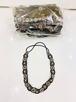 Serre-tête Tiara de luxe élégant et tendance, orné de perles et de cristaux, en crêpe pur/velours, avec nœud en forme de feuille