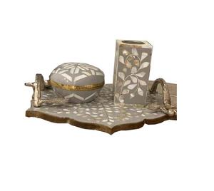 Arabic Oud <b>Seed</b> Burner <b>Tray</b> Bowl with Mother Pearl Inlay Bakhoor Burner <b>Tray</b> From Dubai Religious Censer Bone Inlay Ramadan Gift - Product Image 4