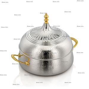 Top Quality Hot <b>Pot</b> Aluminum Silver Color Casserole Dish Designer Round Shape Hot <b>Pot</b> For Hotel And Restaurant Use - Product Image 2