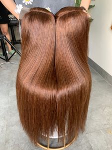 Perruques de cheveux naturels vietnamiens lisses et raides, teintes, avec closure en dentelle transparente - Product Image 1