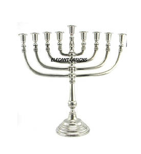 Bougeoir Menorah en laiton fait à la main de haute qualité Design Unique église argent décoration d'événement indien meilleur vendeur autre - Product Image 4