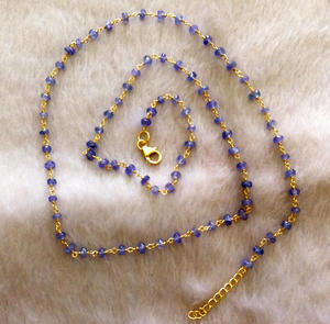 Usage Quotidien 925 En Argent Sterling Plaqué Or Léger Tanzanite Faible QUANTITÉ MINIMALE DE COMMANDE Fournisseur Pierres Précieuses Chaîne Longue Colliers Tendance - Product Image 1