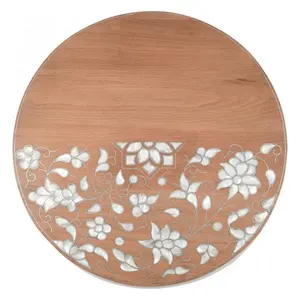 Wholesaler High quality Kuwait handcrafted mother of pearl round tray MOP inlay handcraft tray made in Vietnam