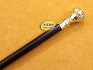 Bâton de marche de styliste en bois avec belle poignée dorée ovale en laiton/cannes de marche en bois avec poignée de bouton en laiton - Product Image 2