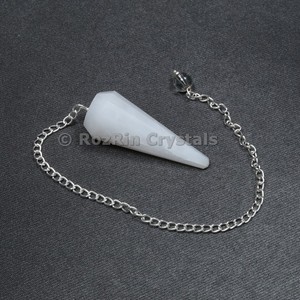 Quartz blanc indien fait à la main 12 pendule à facettes - Product Image 1