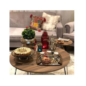 Plateau à thé et à café en acier inoxydable et en bois, design avantageux, vaisselle, plateau de service pour les aliments, pour les mariages et les fêtes - Product Image 1