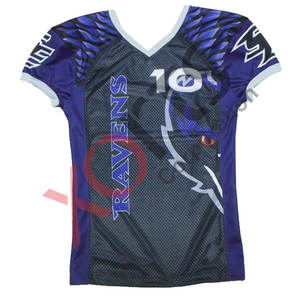 ชุดยูนิฟอร์มอเมริกันฟุตบอลคุณภาพสูงสั่งทำได้ราคาถูก แขนสั้น ไซส์ใหญ่ พิมพ์ลายแบบซับลิเมชั่นเต็มตัว ระบายอากาศได้ดี ผ้าสแปนเด็กซ์ด้านหน้า - Product Image 4