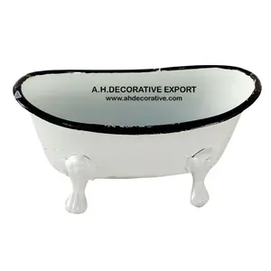 Luxury High quality Metal decorating White Shiny Colored With Bath Tub Shape Soap Dish Bowl For Sale
