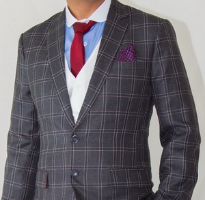 Bespoke ชุดสูทธุรกิจของผู้ชายทำจากผ้าขนสัตว์ขนาดพลัสไซส์ระบายอากาศได้ดีด้านหน้าแบบมีจีบ - Product Image 1