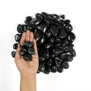 Jet Black Durable Polished Round Natural Stone <b>Pebbles</b> Agate <b>Cobbles</b> for Garden Paving and Landscape Decor - Product Image 2