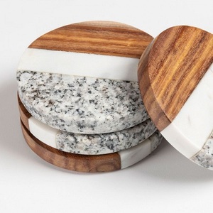 Dessous de verre économiques en bois d'acacia et en marbre pour le thé Vaisselle décorative Tapis et tampons avec emballage en carton - Product Image 3