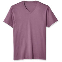 T-shirt à manches courtes pour homme, col en V, respirant, à séchage rapide, écologique, en polyester, coupe ajustée, décontracté, tricoté, motif uni