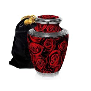 Urna de cremación de Metal sólido, suministros funerarios para guardar cenizas, urnas de banda grabadas de calidad superior con acabado de rosa, superventas - Product Image 1