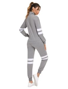 ชุดวอร์มผ้าฝ้ายขนแกะสำหรับผู้หญิง,ชุดเสื้อฮู้ดพร้อมซิปและกางเกงสำหรับวิ่งปรับแต่งโลโก้ได้ตามต้องการเสื้อผ้าแฟชั่นแบบลำลอง - Product Image 4