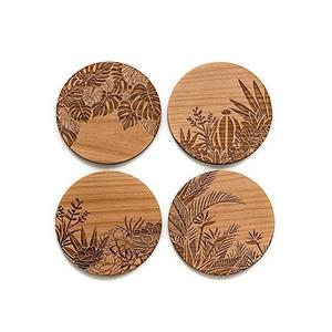 Juego de posavasos de vidrio de madera de la mejor calidad Forma redonda Juego de posavasos de vidrio de tamaño personalizado al precio más bajo - Product Image 1