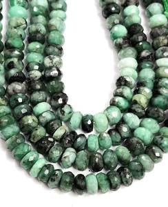 Esmeralda facetada colombiana Rondelle forma suelta piedra preciosa cuentas pulidas hacer joyería precio al por mayor Natural increíble calidad - Product Image 1