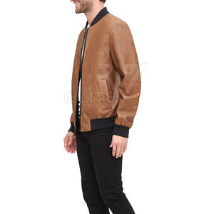 Veste en cuir pour hommes, manteau coupe-vent chaud à la mode, vestes d'extérieur épaisses et élégantes décontractées avec fermeture éclair pour hommes - Product Image 5