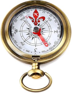 Brújula de bolsillo portátil de latón náutico. Brújula infantil con cubierta ahuecada y latón de Calvin - Product Image 3