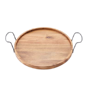 Plateau de service en bois brun de qualité supérieure pour chocolats et dattes, avec poignées métalliques, en gros - Product Image 2