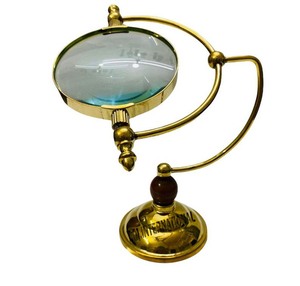 Handcrafted Nautical Full Brass Golden Magnifying Glass With Brass <b>Stand</b> Antique Brass <b>Desk</b> Magnifying Glass - Product Image 1