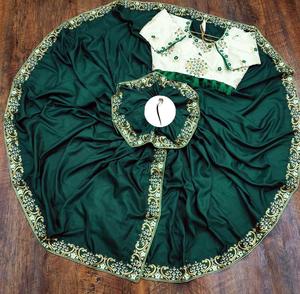 Sari de Organza Pesado de Color Rosa Hermoso para Bodas y Fiestas, con Bordado Completo y Lentejuelas, a Precio Económico - Product Image 6