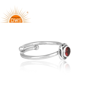 Bague de mariage en pierre précieuse grenat rouge, argent Sterling 925, ajustable, gros bijoux - Product Image 3
