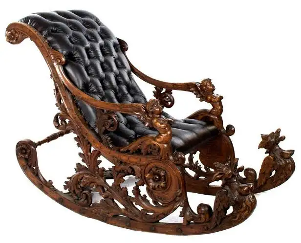 Handicrafts Goods Solid Wooden handmade 1 Seater Rocking Chairs Antique Wood Hub Teak Modern furniture made in India