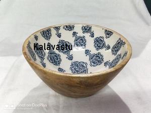 Cuenco de madera multiusos con revestimiento de esmalte y diseño impreso para uso en la cocina - Product Image 2