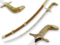 Épée de cérémonie faite à la main pas tranchant gros laiton ou acier poignée OEM Pakistan cuir Souvenir honneur commande épées à la main