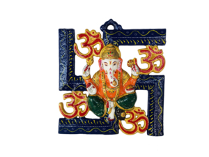 Decoración de Pared Metálica Meenakari con Diseño de Swastik Ganesh, Arte Metálico para Colgar en la Pared, Swastik Om, Decoración de Pared Esmaltada Meenakari Ganesh - Product Image 2