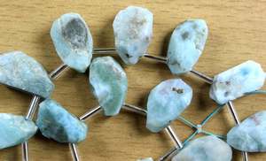 พลอย Larimar ธรรมชาติ21ชิ้น,รูปร่างไม่สม่ำเสมอหยาบสำหรับทำเครื่องประดับลูกปัดของขวัญสำหรับผู้หญิงขายส่ง - Product Image 2