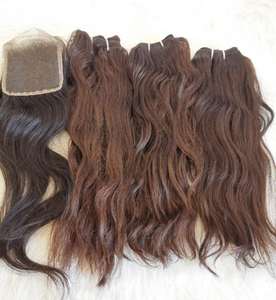 Extensions de cheveux de temple du sud de l'Inde non traitées de qualité 12A Cheveux humains de haute qualité en vague naturelle et styles de vague profonde lâche" - Product Image 6