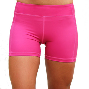 Shorts de sport pour femmes, taille mi-haute, couleur unie, avec cordon de serrage, respirants, écologiques, en Spandex/Polyester 180g |   Logo personnalisé et service OEM - Product Image 4